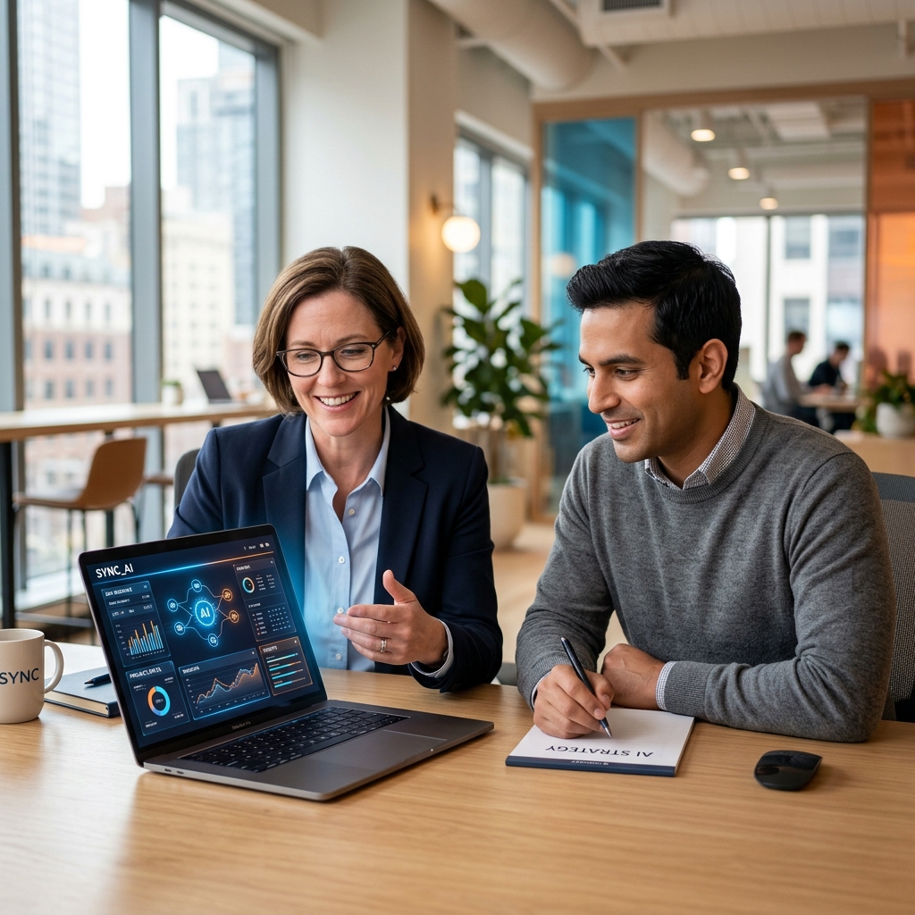 Collaboration entre le consultant LSI33, le client et l'intelligence artificielle lors d'un diagnostic IA